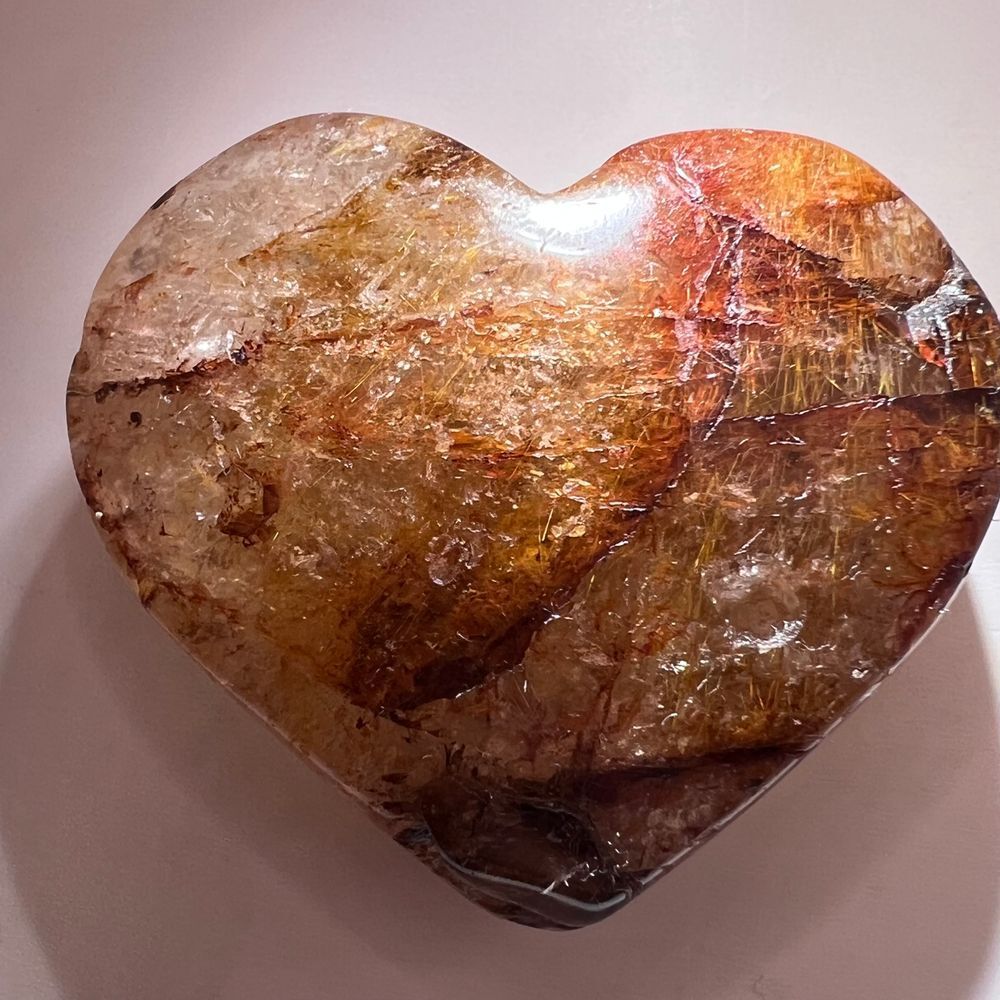 Golden Rutilated Clear Quartz Heart - Picture 6 of 16